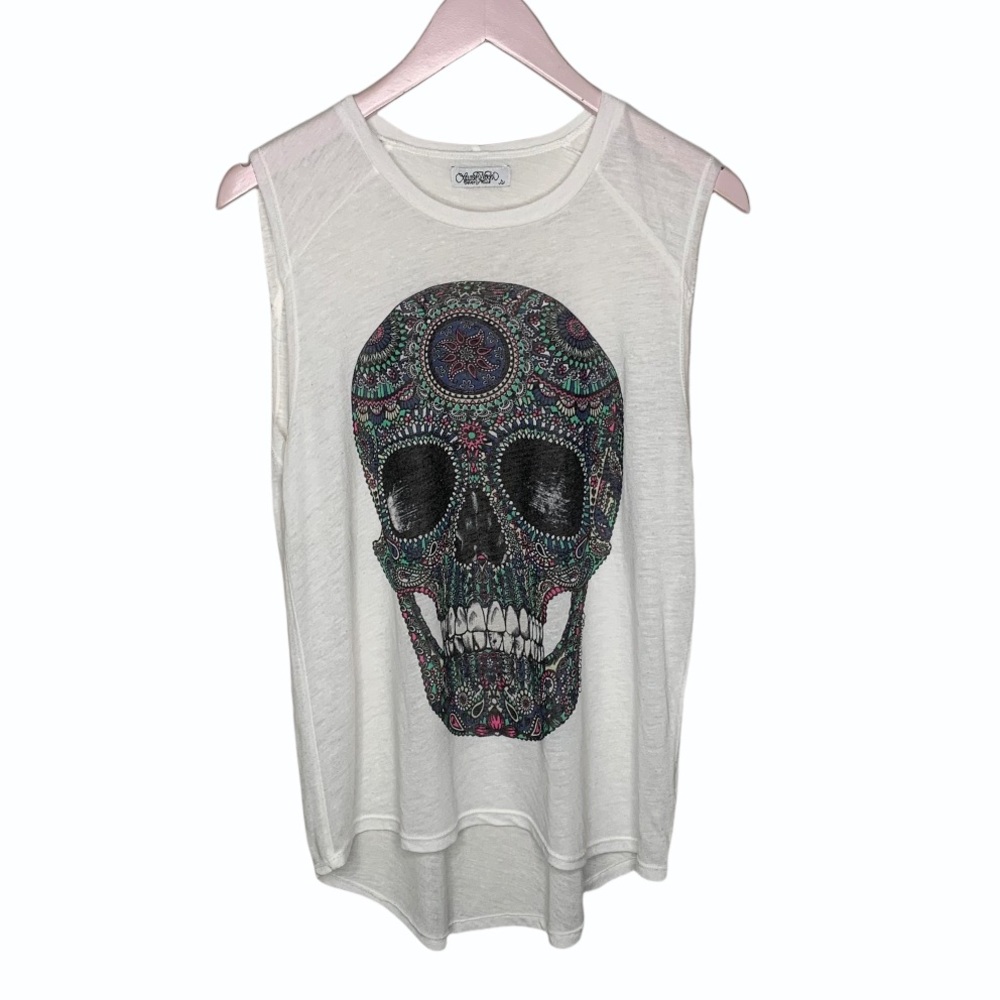 Lauren Moshi Paisley Skull Sleeveless Tank‎ Top